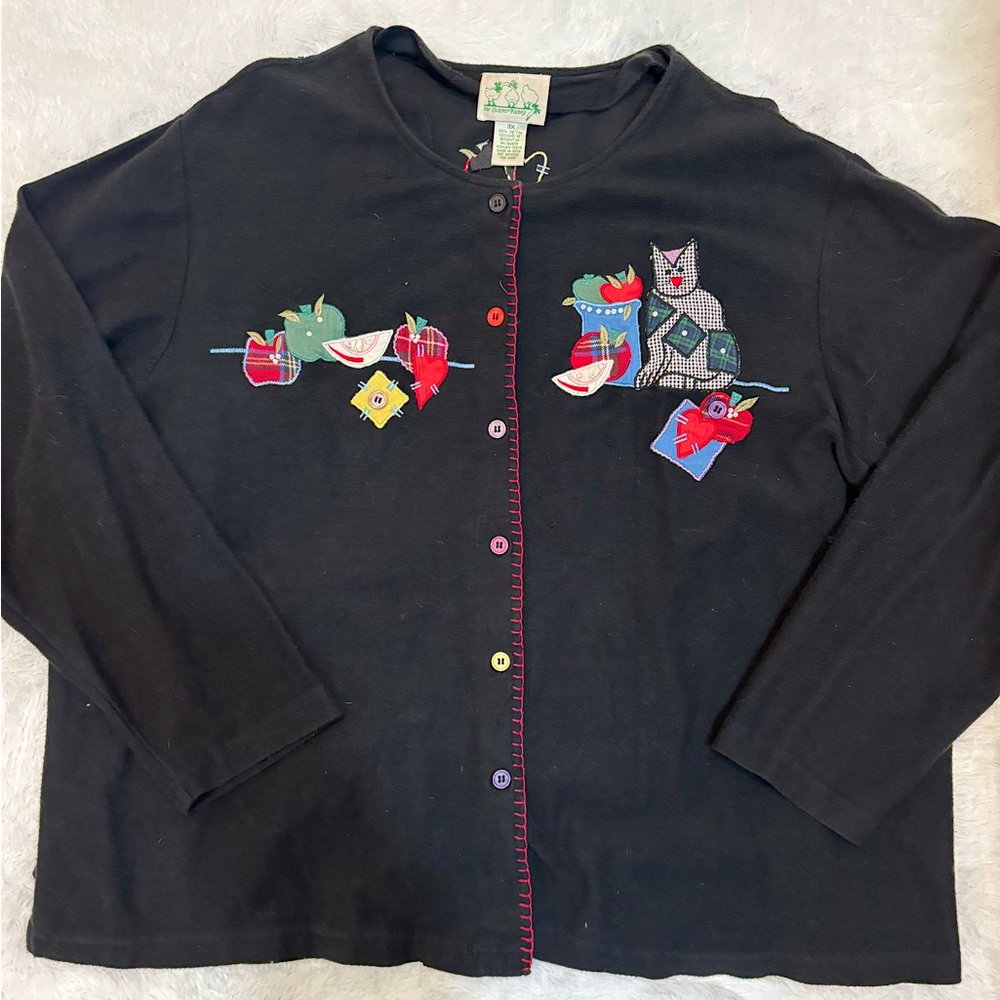 Quacker Factory Vintage Embroidered Teachercore Cardigan Women’s Size 3x